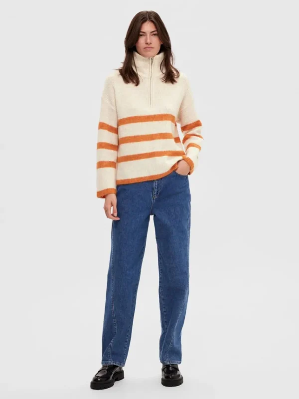 SELECTED HALVLÅNGT BLIXTLÅS TRÖJA Beige Best Sale