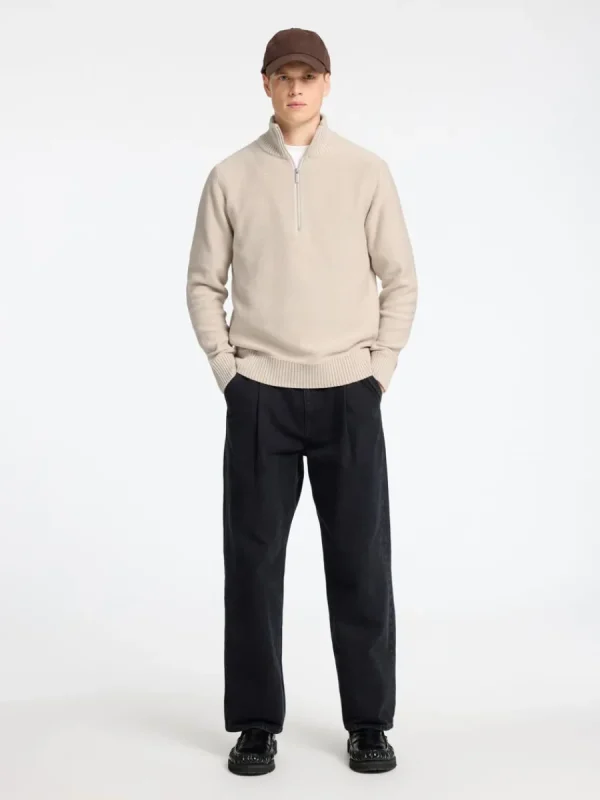 SELECTED HALVLÅNGT BLIXTLÅS TRÖJA Beige New