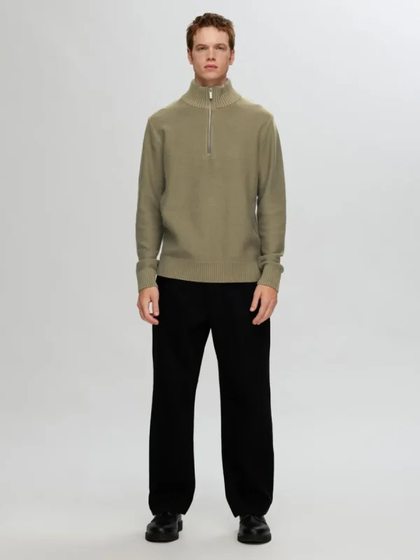 SELECTED HALVLÅNGT BLIXTLÅS TRÖJA Green Best Sale
