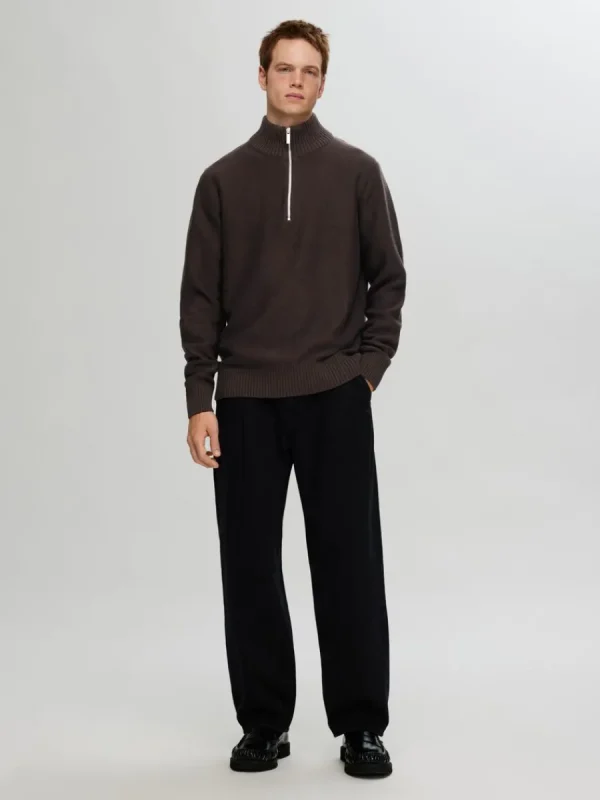 SELECTED HALVLÅNGT BLIXTLÅS TRÖJA Brown Flash Sale