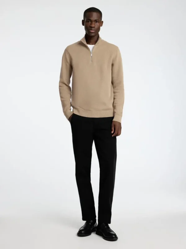 SELECTED HALVLÅNGT BLIXTLÅS TRÖJA Brown Cheap
