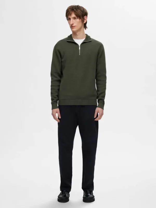SELECTED HALVLÅNGT BLIXTLÅS TRÖJA Green Cheap