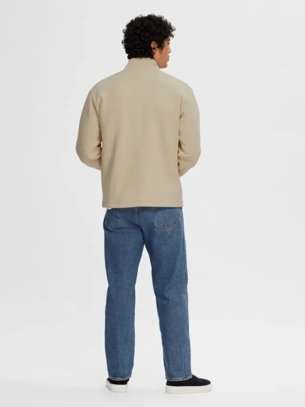 SELECTED HALVLÅNGT BLIXTLÅS TRÖJA Beige Shop
