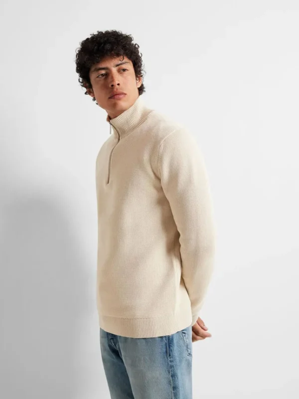 SELECTED HALVLÅNGT BLIXTLÅS TRÖJA Beige Cheap