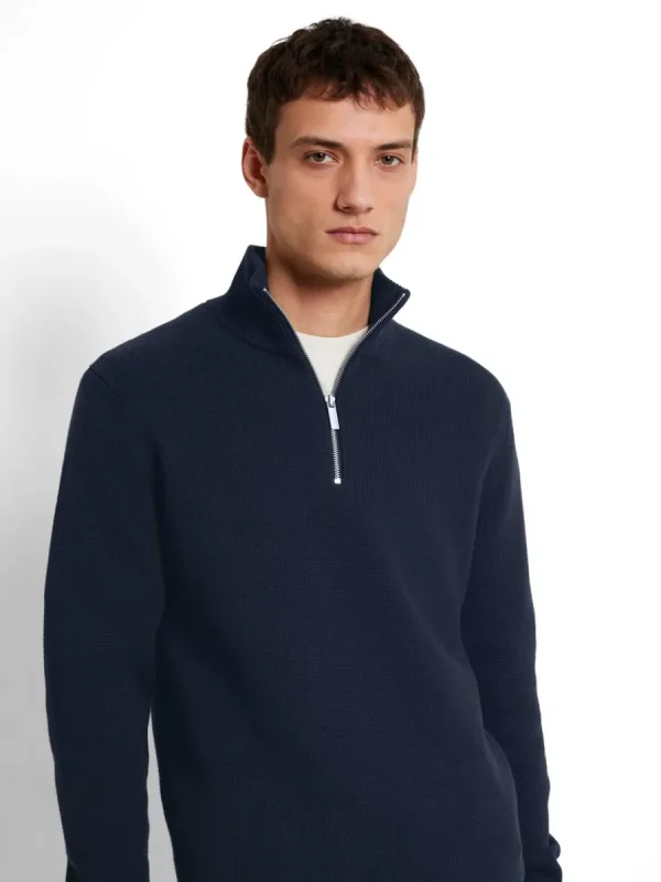 SELECTED HALVLÅNGT BLIXTLÅS TRÖJA Blue Fashion