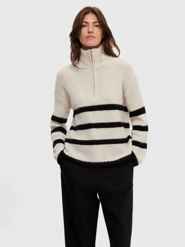 SELECTED HALVLÅNGT BLIXTLÅS TRÖJA Beige Store