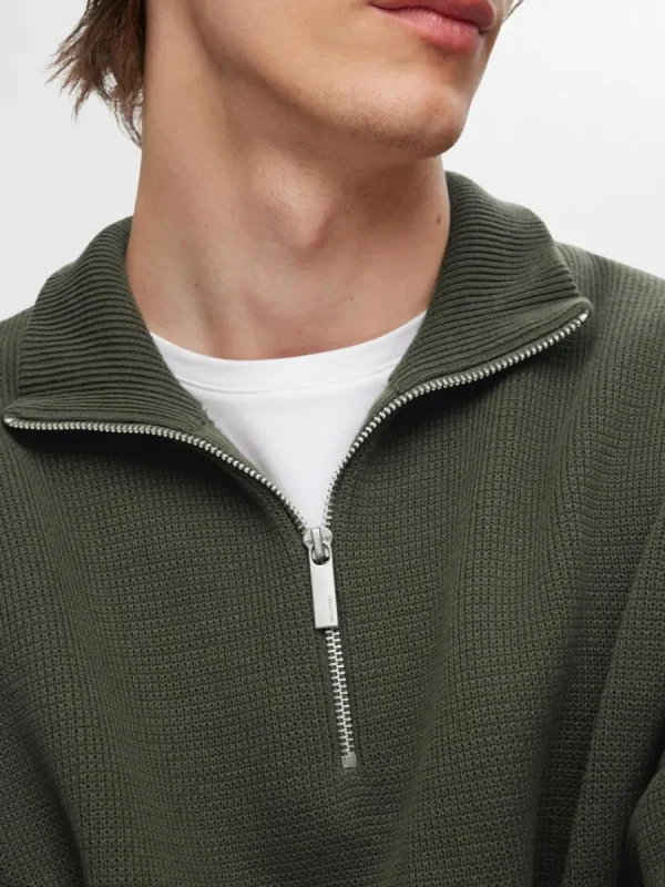 SELECTED HALVLÅNGT BLIXTLÅS TRÖJA Green Cheap