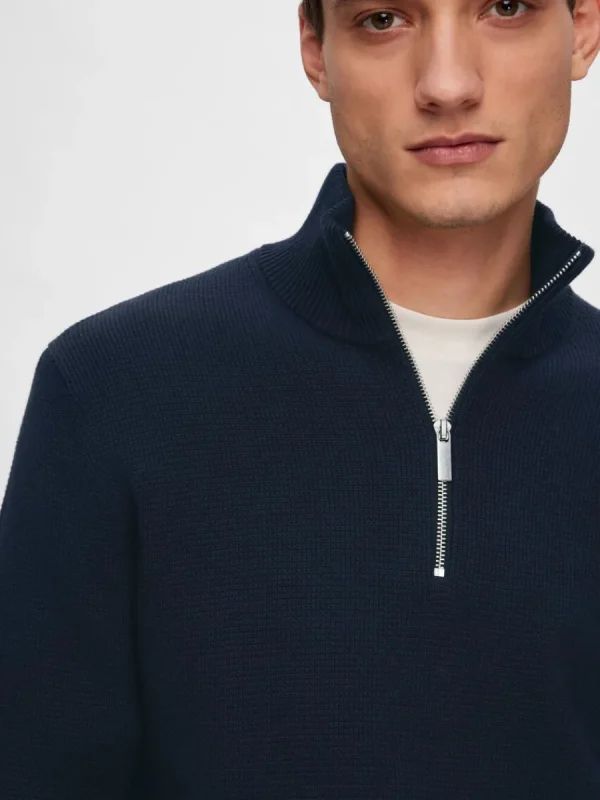 SELECTED HALVLÅNGT BLIXTLÅS TRÖJA Blue Fashion