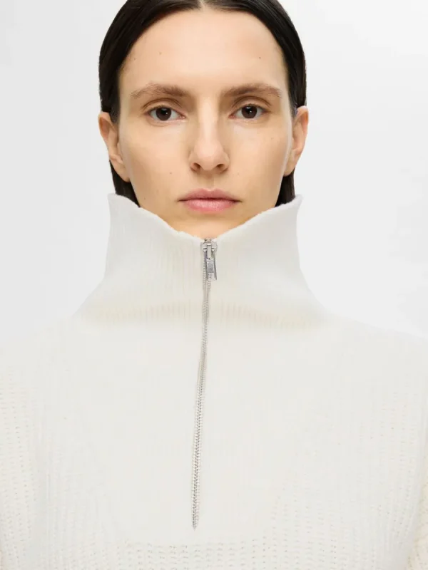 SELECTED HALVLÅNGT BLIXTLÅS TRÖJA White Cheap