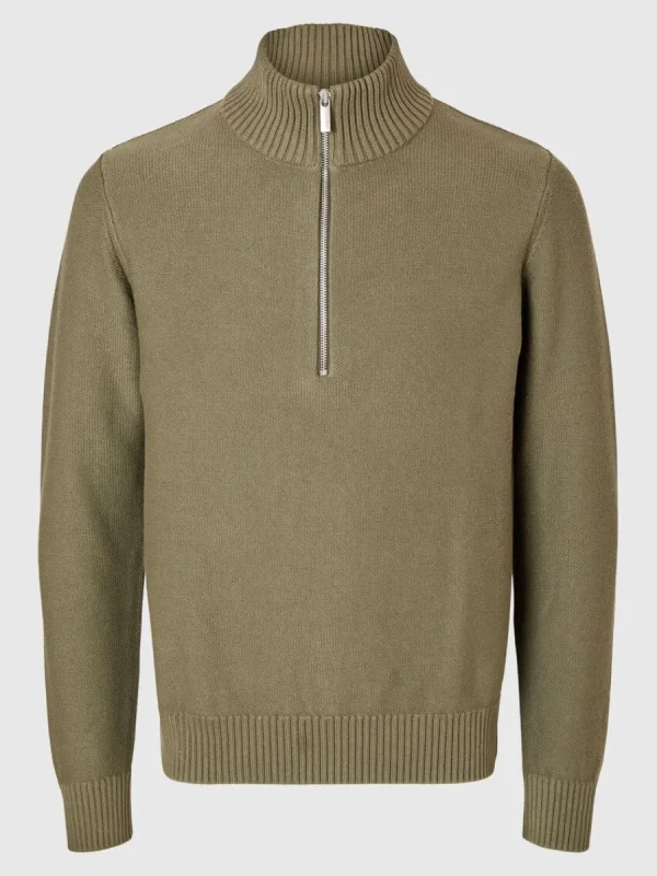 SELECTED HALVLÅNGT BLIXTLÅS TRÖJA Green Best Sale