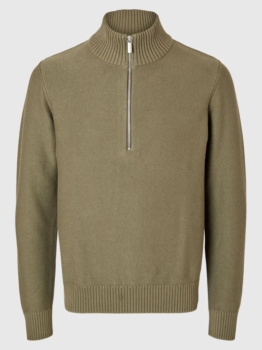 halvlngt_blixtls_trja_4-13.webp SELECTED HALVLÅNGT BLIXTLÅS TRÖJA Green Best Sale