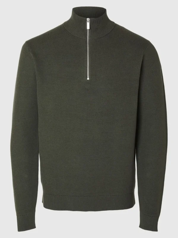 SELECTED HALVLÅNGT BLIXTLÅS TRÖJA Green Cheap