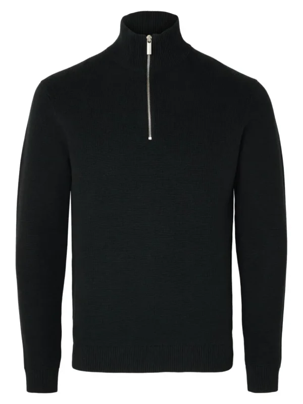 SELECTED HALVLÅNGT BLIXTLÅS TRÖJA Black Store