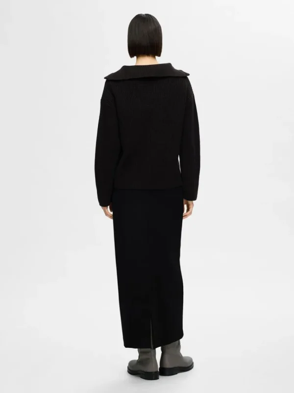 SELECTED HALVLÅNGT BLIXTLÅS TRÖJA Black Discount