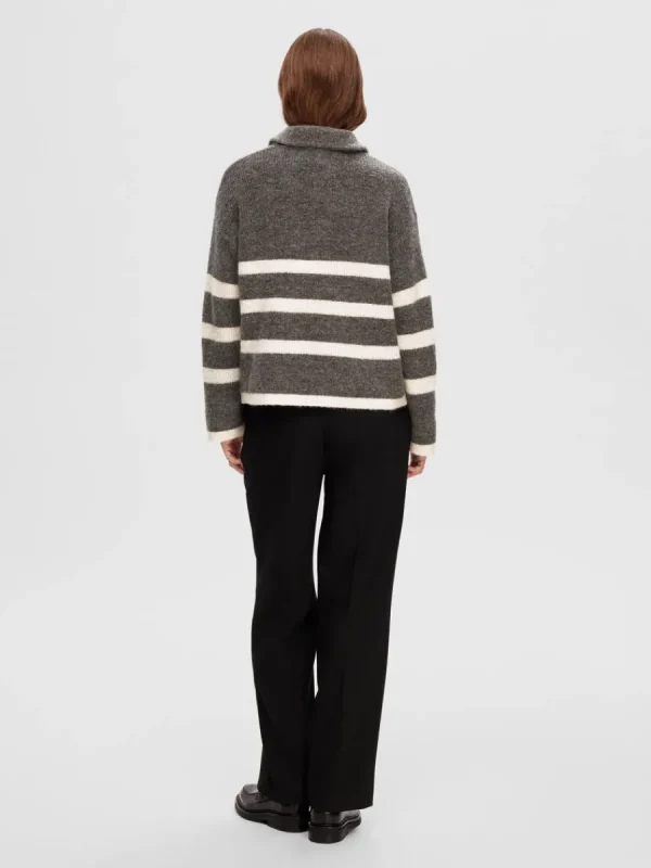 SELECTED HALVLÅNGT BLIXTLÅS TRÖJA Grey Discount