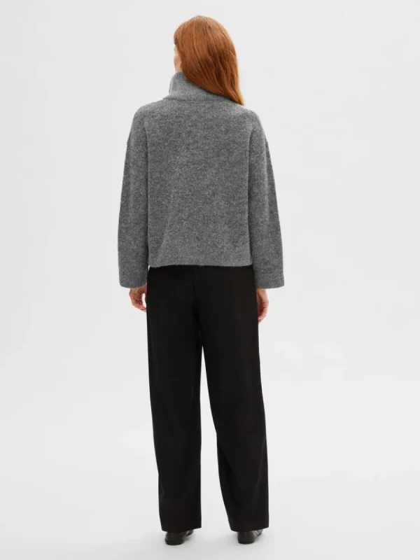 SELECTED HALVLÅNGT BLIXTLÅS TRÖJA Grey Fashion