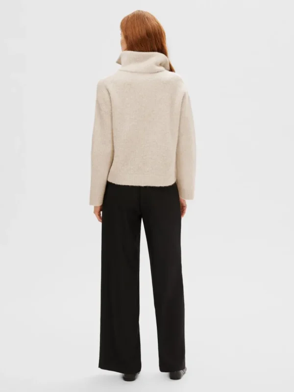 SELECTED HALVLÅNGT BLIXTLÅS TRÖJA Beige Shop