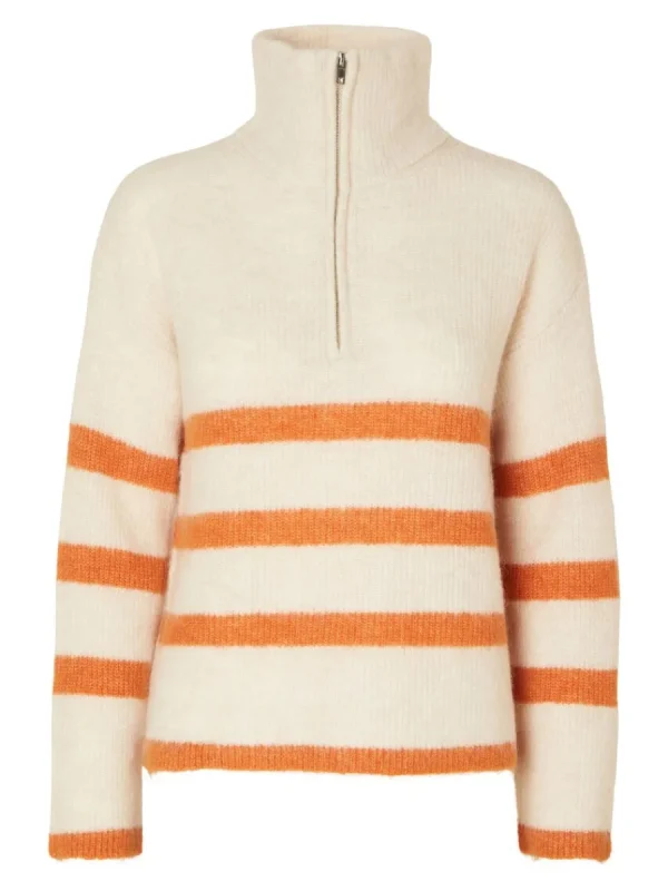 SELECTED HALVLÅNGT BLIXTLÅS TRÖJA Beige Best Sale