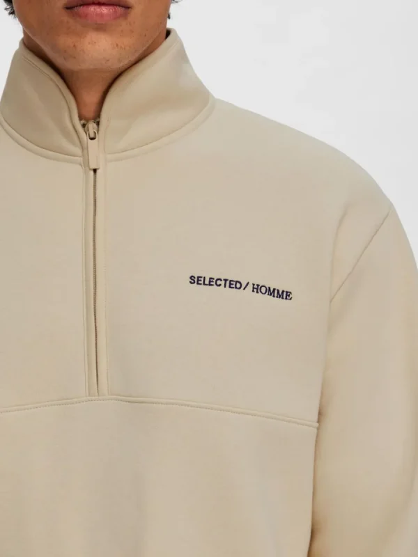 SELECTED HALVLÅNGT BLIXTLÅS TRÖJA Beige Shop