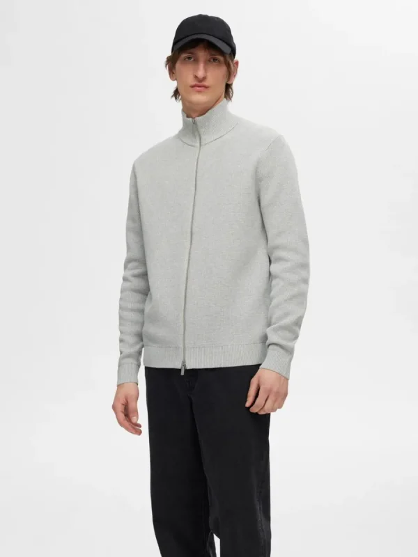 SELECTED HÖG HALS MED BLIXTLÅS STICKAD KOFTA Grey Shop