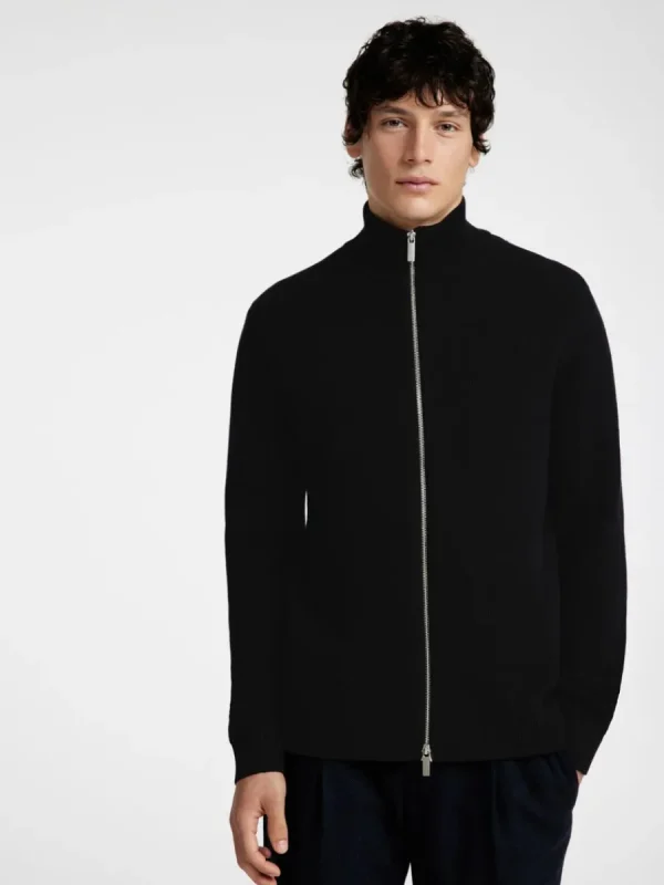 SELECTED HÖG HALS MED BLIXTLÅS STICKAD KOFTA Black Shop