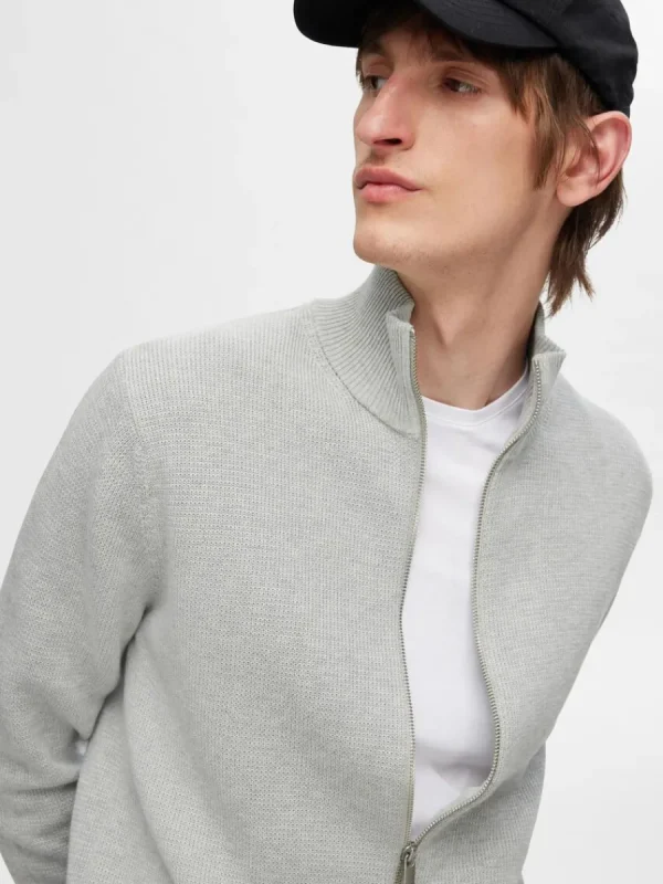 SELECTED HÖG HALS MED BLIXTLÅS STICKAD KOFTA Grey Shop