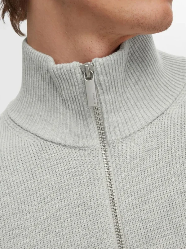 SELECTED HÖG HALS MED BLIXTLÅS STICKAD KOFTA Grey Shop
