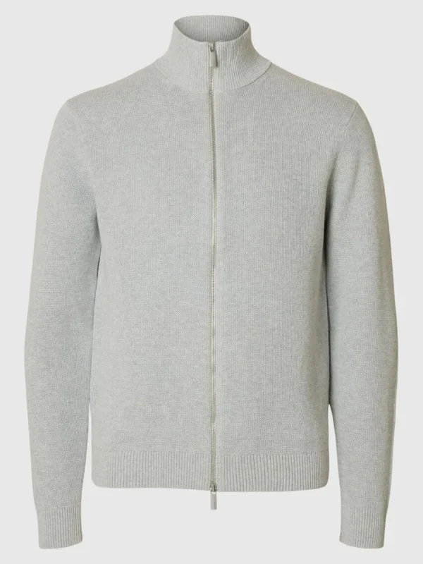 SELECTED HÖG HALS MED BLIXTLÅS STICKAD KOFTA Grey Shop