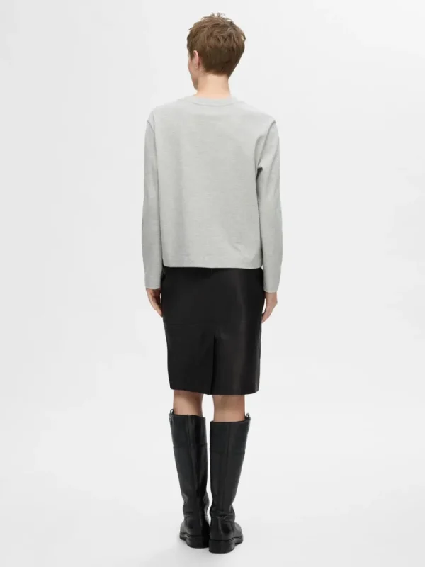 SELECTED HÖG LÄDERKJOL Black Online
