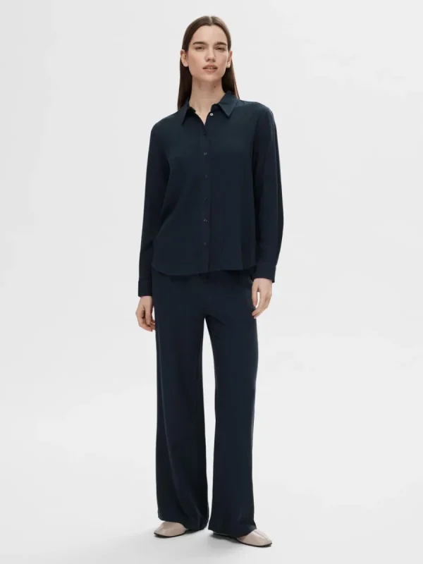 SELECTED HÖG MIDJA BYXOR Blue Discount