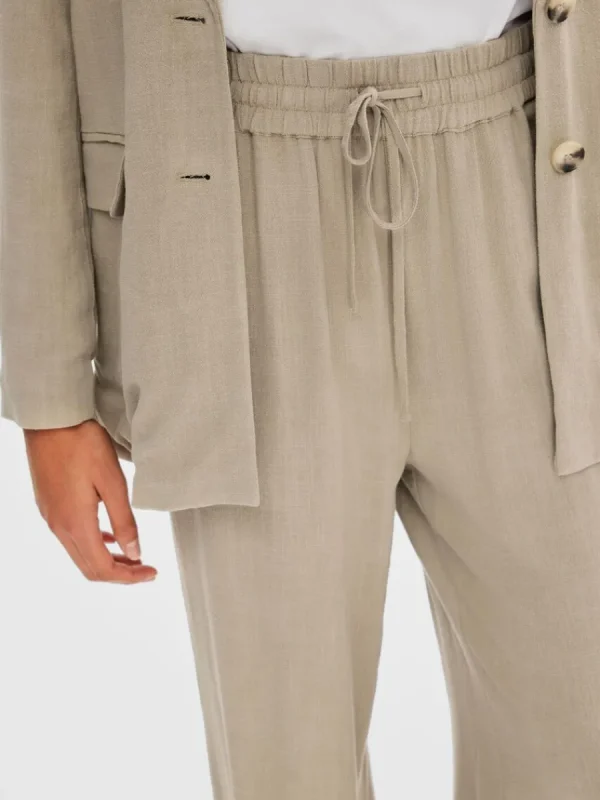 SELECTED HÖG MIDJA BYXOR Beige Shop