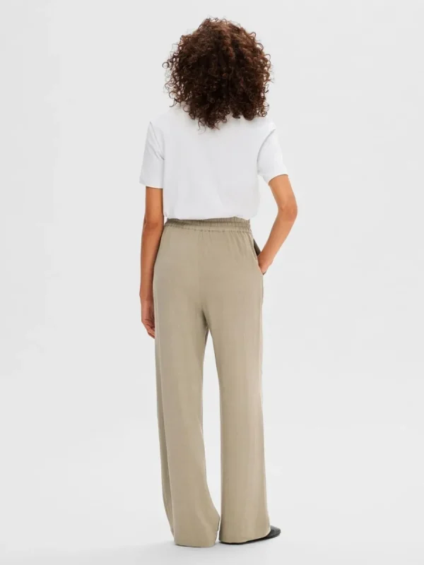 SELECTED HÖG MIDJA BYXOR Beige Shop