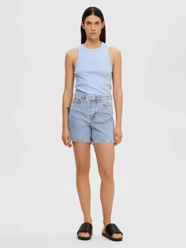 SELECTED HÖG MIDJA JEANSSHORTS Blue Store