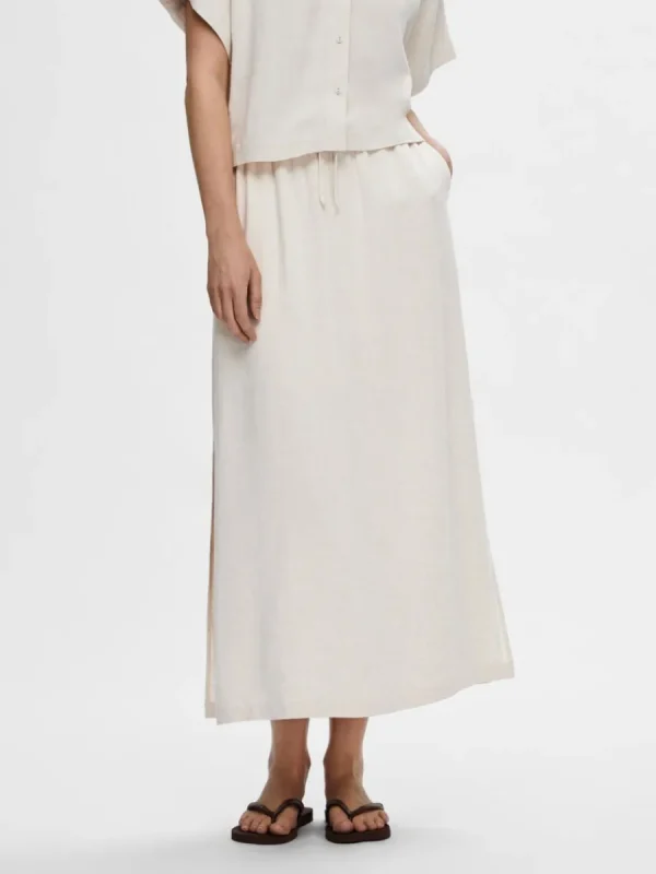 SELECTED HÖG MIDJA MAXIKJOL Beige Shop