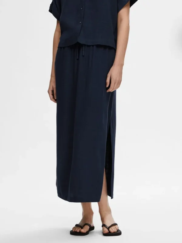 SELECTED HÖG MIDJA MAXIKJOL Blue Clearance