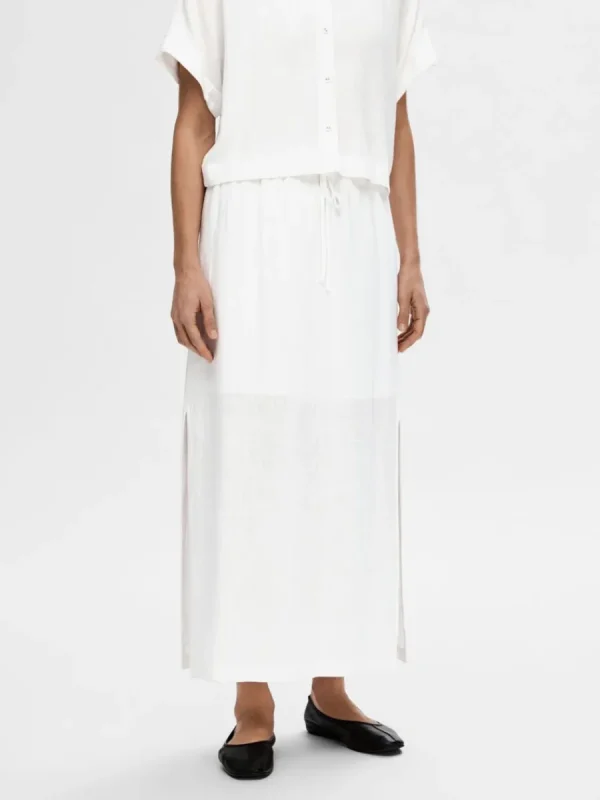 SELECTED HÖG MIDJA MAXIKJOL White New