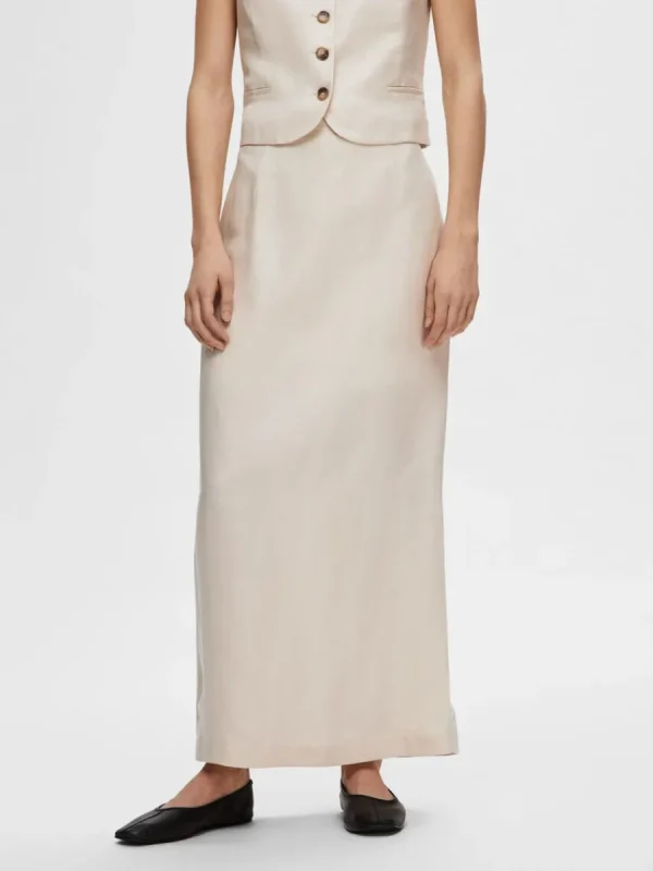 SELECTED HÖG MIDJA MAXIKJOL Beige Cheap