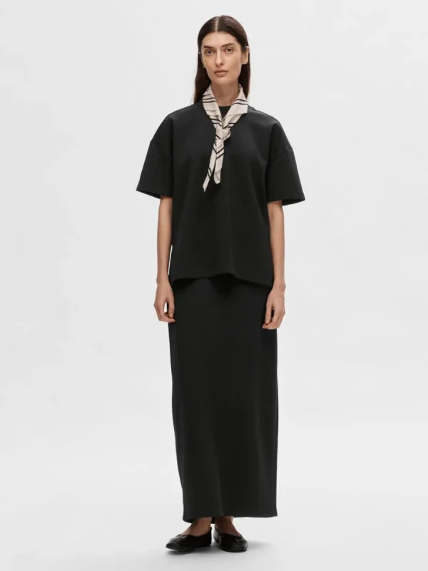 SELECTED HÖG MIDJA MAXIKJOL Black Cheap