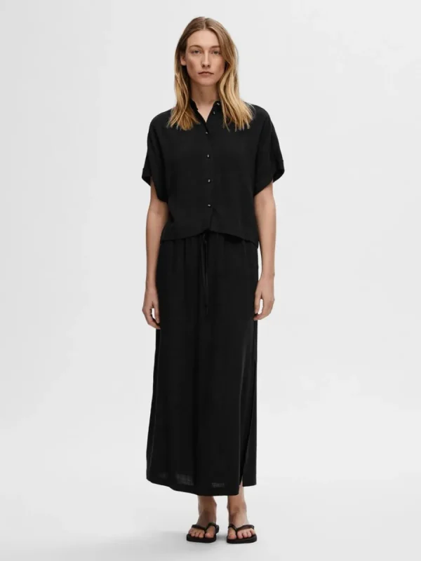 SELECTED HÖG MIDJA MAXIKJOL Black Sale