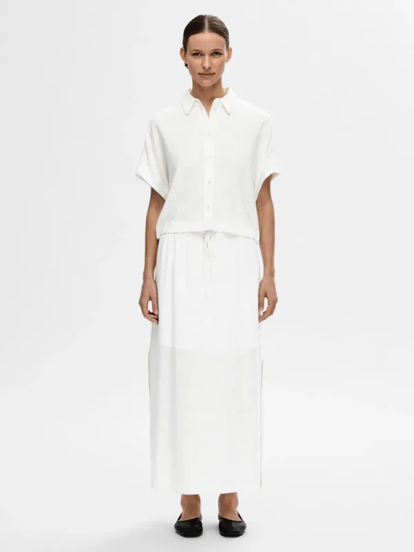 SELECTED HÖG MIDJA MAXIKJOL White New