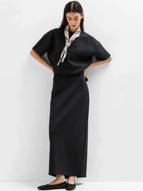 SELECTED HÖG MIDJA MAXIKJOL Black Cheap