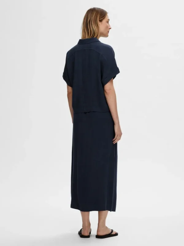 SELECTED HÖG MIDJA MAXIKJOL Blue Clearance