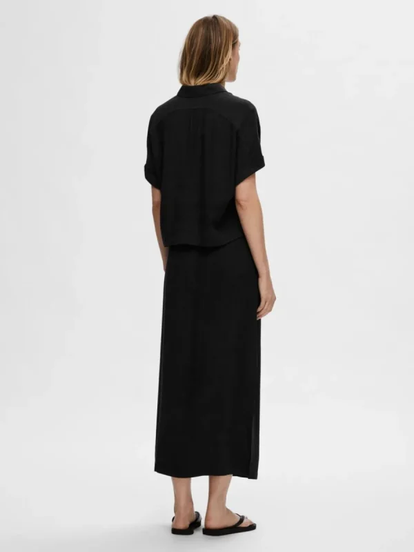 SELECTED HÖG MIDJA MAXIKJOL Black Sale