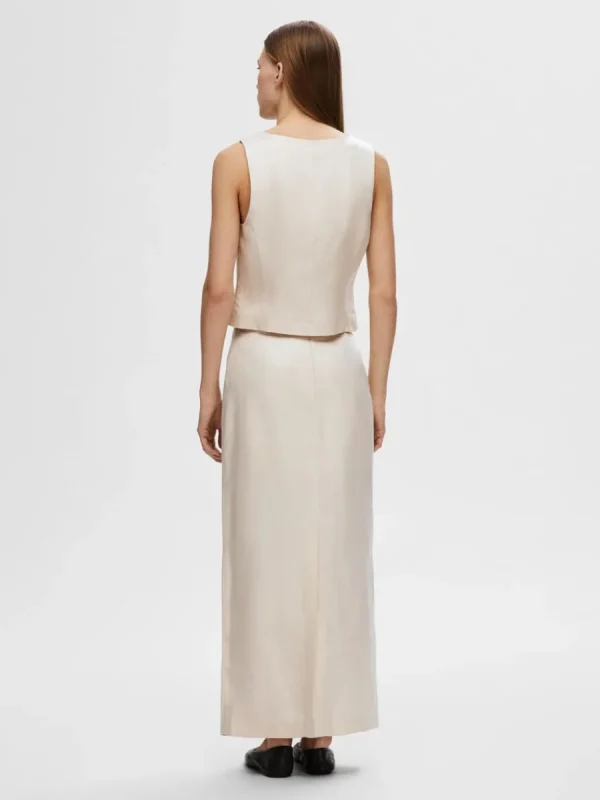 SELECTED HÖG MIDJA MAXIKJOL Beige Cheap