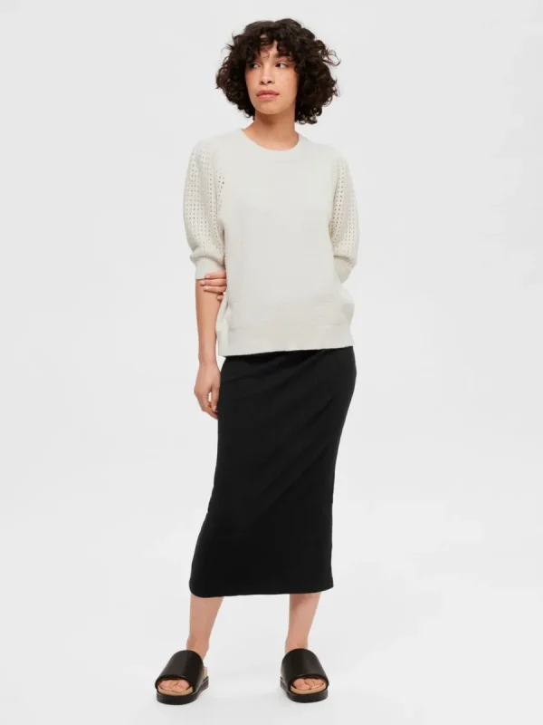 SELECTED HÖG MIDJA MIDIKJOL Black Online