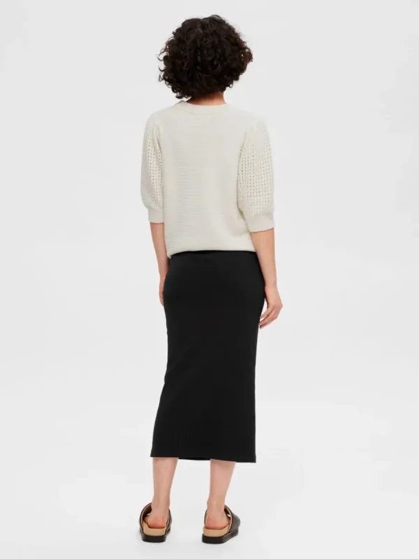 SELECTED HÖG MIDJA MIDIKJOL Black Online