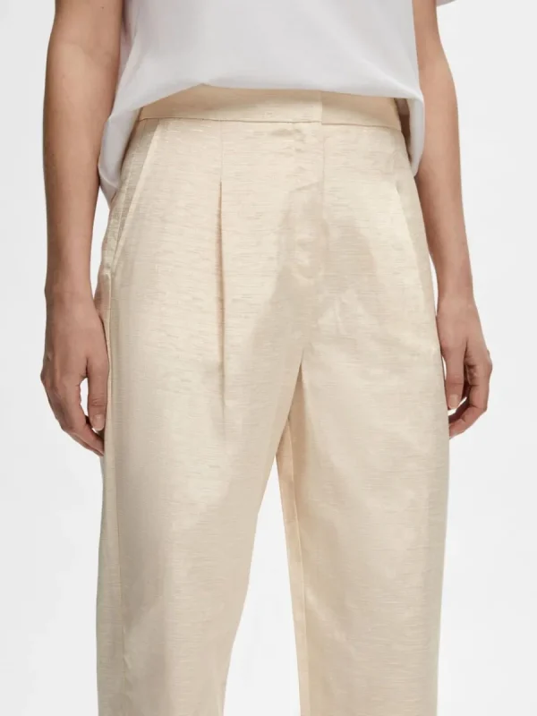 SELECTED HÖG MIDJA RAKA BYXOR Beige Best
