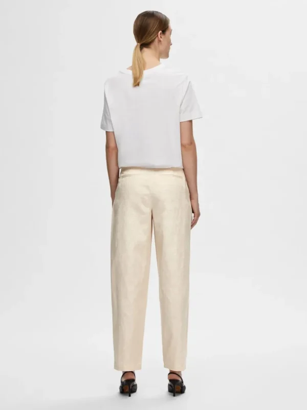 SELECTED HÖG MIDJA RAKA BYXOR Beige Best