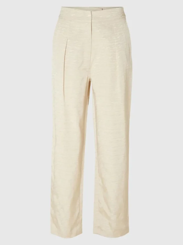 SELECTED HÖG MIDJA RAKA BYXOR Beige Best