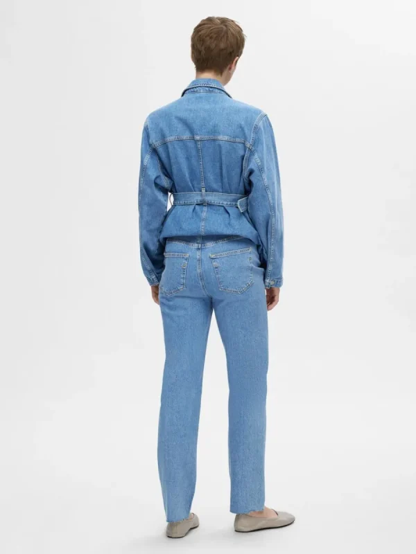 SELECTED HÖG MIDJA STRAIGHT FIT-JEANS Blue Clearance